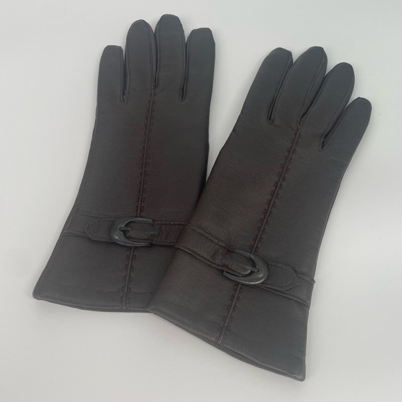 Vintage Brown Leather Gloves Thicker Material Fall / Winter Accessory - Picture 2 of 12